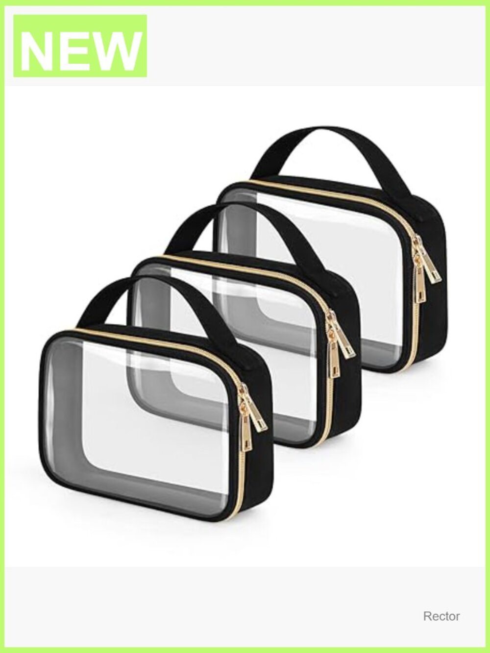 TSA Approved Clear Toiletry Bag Set of 3 with Handles Quart Size Travel